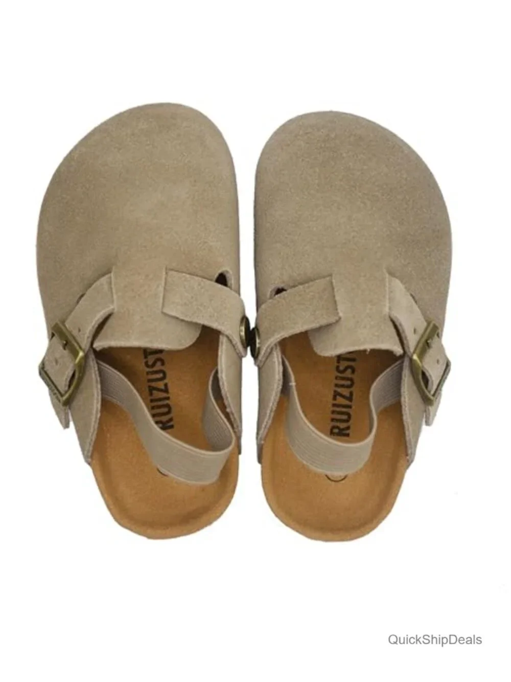 Kids Suede Clogs Toddler Boys Girls Adjustable Buckle Cork Insole Non-Slip EVA